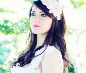 Bridal headband, bridal headpiece, wedding hair accessories, wedding headband, ivory flower hair crown