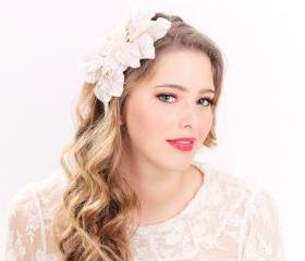 Bridal headband, bridal headpiece, wedding hair accessories, wedding headband, ivory flower hair crown