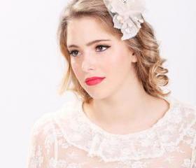bridal flower clip, wedding hair accessories, wedding flower clip silk flower hair clip