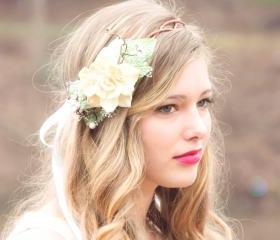 natural pine cone rose floral hair crown 'Take my breath away'