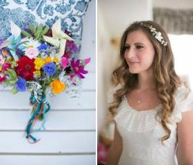 bridal hair flower, wedding accessories, bridal headband, flower crown