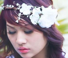 bridal headpiece, flower headpiece, woodland wedding crown, bridal hair crown, woodland hair crown