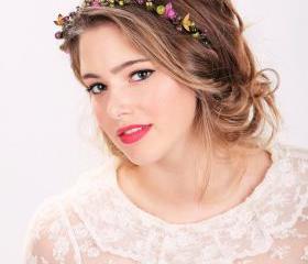 Plum Blossom - natural flower and leaves hair comb by serenitycrystal