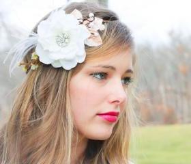 bridal flower hair crown, woodland wedding