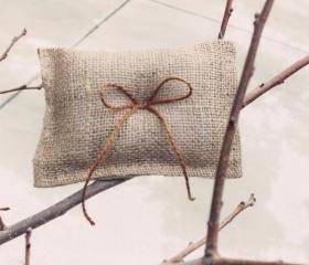 burlap ring pillow, boy ring bearer, rustic wedding, shabby chic
