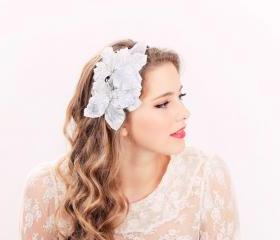 Bridal headband, bridal headpiece, wedding hair accessories, wedding headband, blue flower hair crown