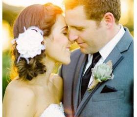 white wedding hair accessories, white bridal fascinator, wedding headpiece, white silk flower