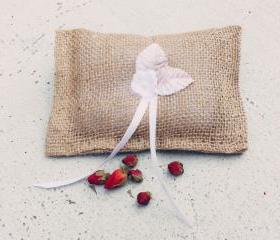burlap ring pillow, boy ring bearer, rustic wedding, shabby chic