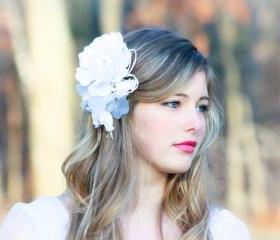 bridal rose head piece white bridal flower bridal hair piece