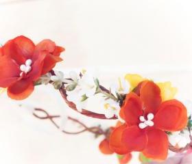 fall cherry blossom hair crown, Fall Bridal Flower Crown, Autumn wedding headpiece, hair accessories, flower girl