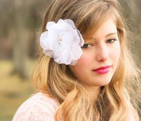 wedding flower flower hair clip handmade silk organza petals