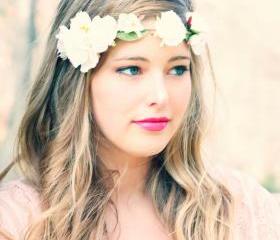 white roses headpiece, bridal headband, flower headpiece