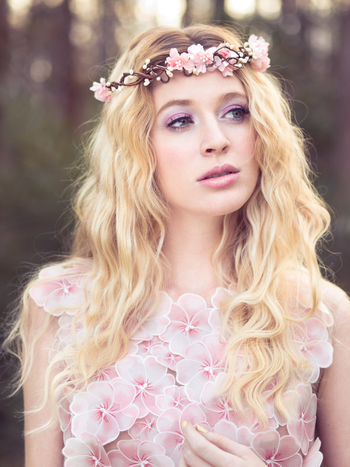 Peachy Pink Flower Crown, Wedding Headpiece, Flower Crown, Bridal